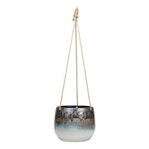 Ombre Glaze Hanging Planter 7" High with 20" Rope Hanger Stoneware Deep Purple