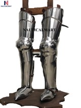 NauticalMart Medieval Knight Full Leg Armor Greaves Halloween Costume Silver