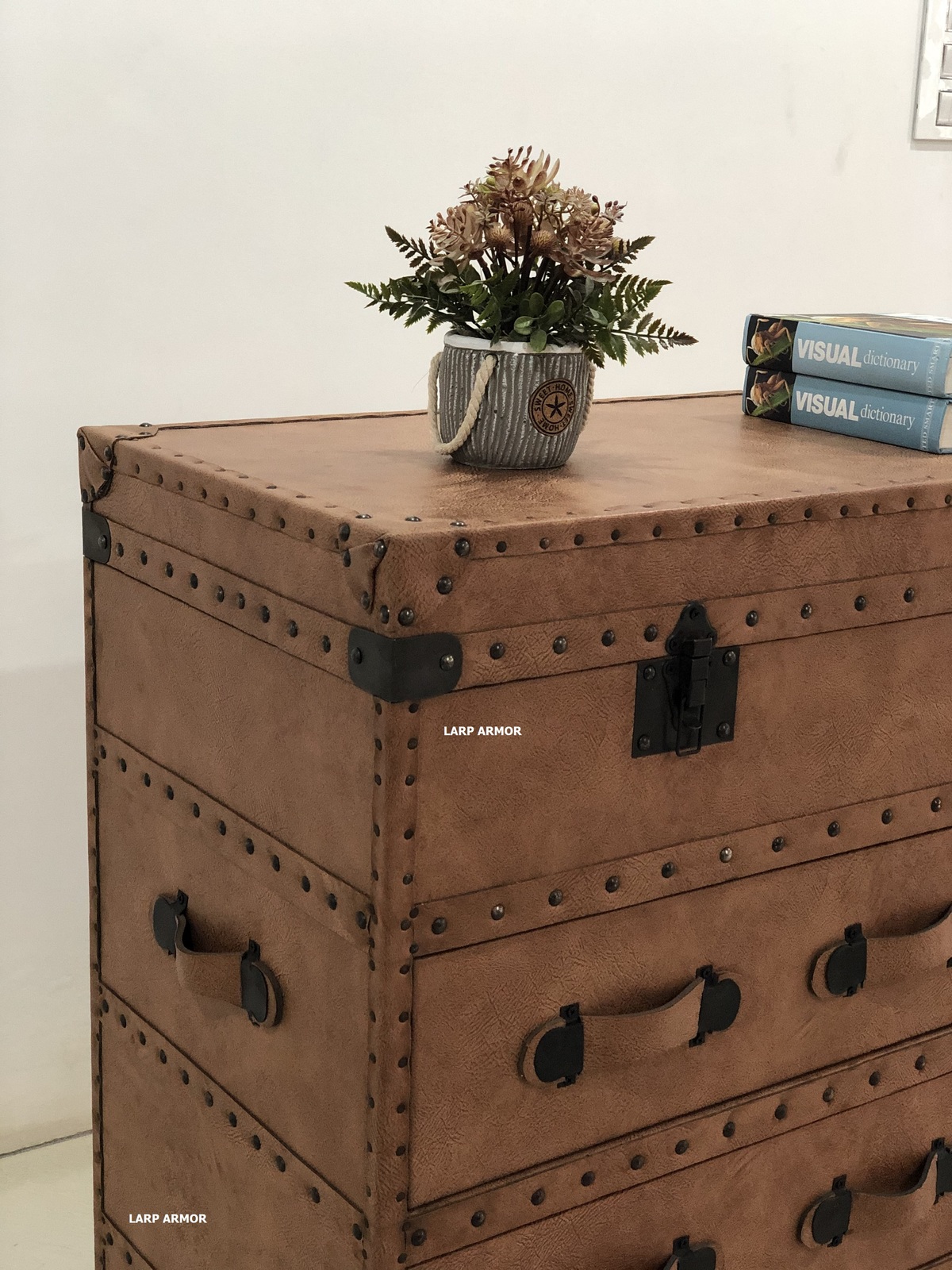 NauticalMart Mayfair Steamer Trunk 6Drawer Double Chest Vintage