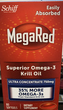 MegaRed 80 Softgel 750mg Ultra Concentration Krill Omega 3 Oil  07/23 - $24.63