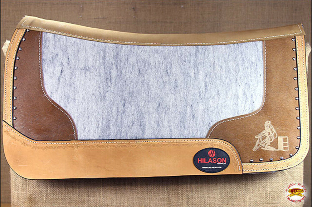 Western Wool Felt Horse Saddle Pad Leather Border Barrel Racer Cowboy U