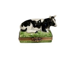 Vintage Limited Edition 18/50 Limoges Peint Mein France "Edward" Cow Trinket Box image 2