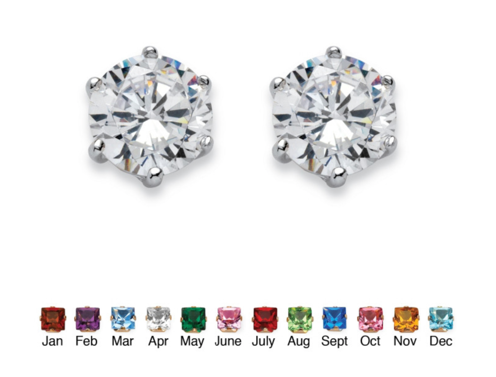 Primary image for SIMULATED BIRTHSTONE STUD EARRINGS APRIL CZ STERLING SILVER