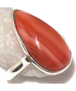 Special Sale, Orange Botswana Agate Ring, Size 6 US or M for UK, 925 Silver - $18.40