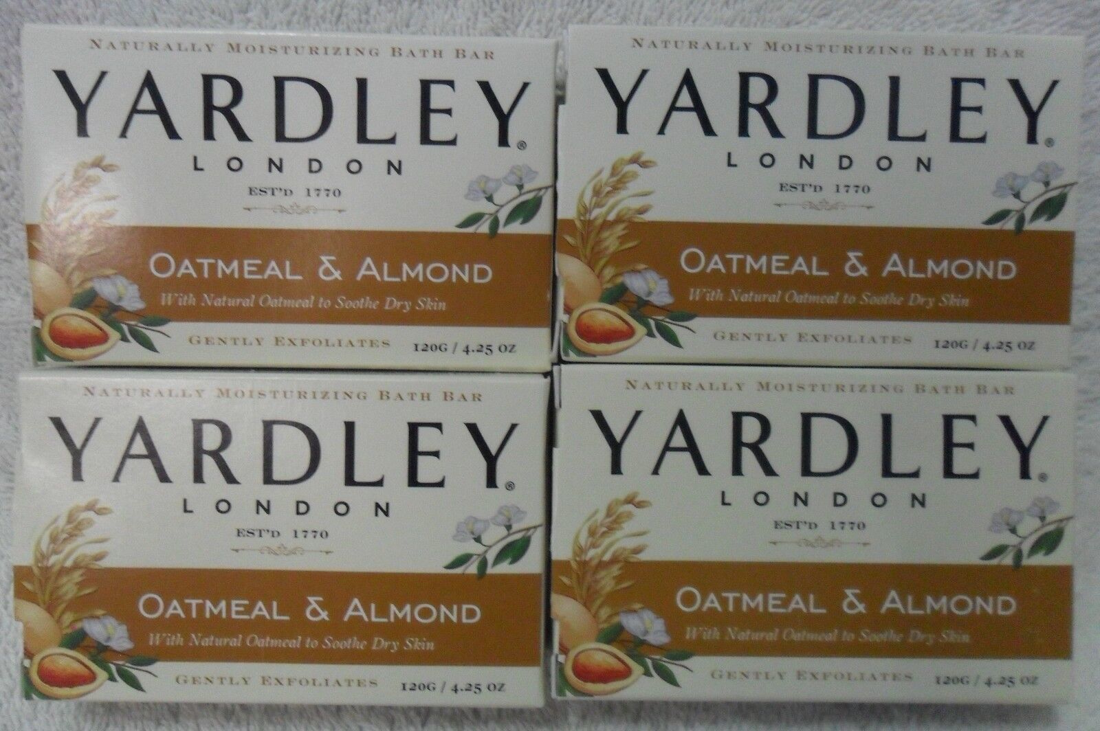 Qty 4 New Yardley London Oatmeal & Almond Moisturizing & Soothing Bath Soap Bars