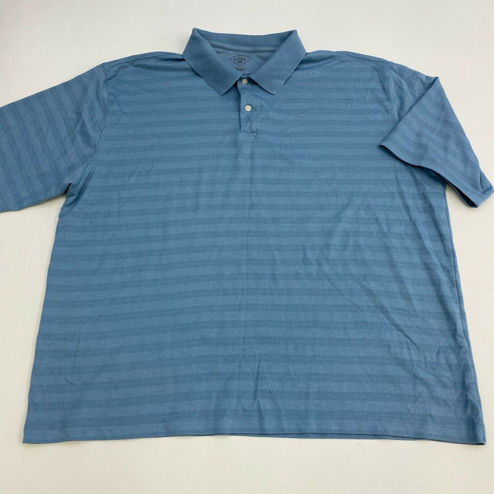 Cool 18 Haggar Polo Shirt Mens XXL Blue Stripe Short Sleeve Casual - Polos