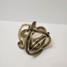 Glass Knot Rope Sculpture, Mid-Century Modern Hand Blown Art Glass, Smoky Brown image 3