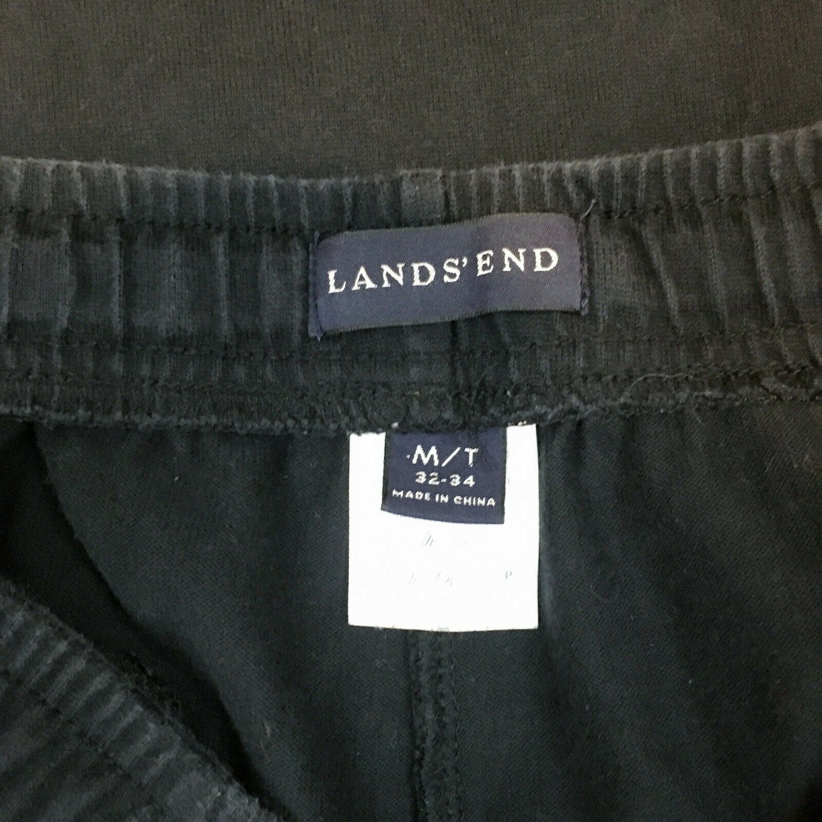 Lands End Men's Black Elastic Waist Drawstring Lounge Pants Size Medium ...