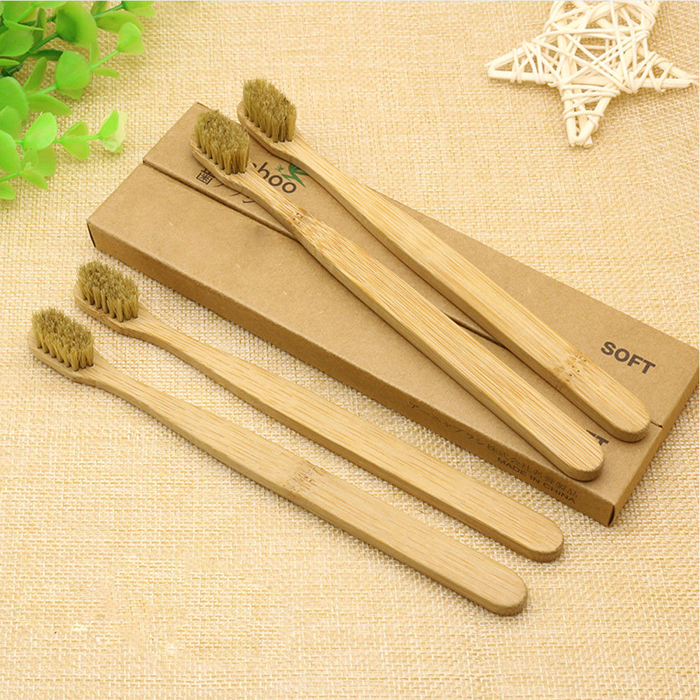 Pure Bamboo Natural Toothbrush Environmentally Friendly Eco Adult ...