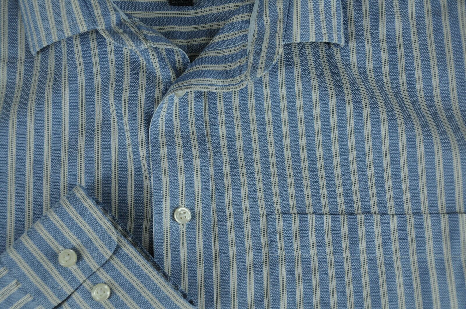 Jos A Bank Men's Blue & Ivory Striped Cotton Casual Shirt L Large ...