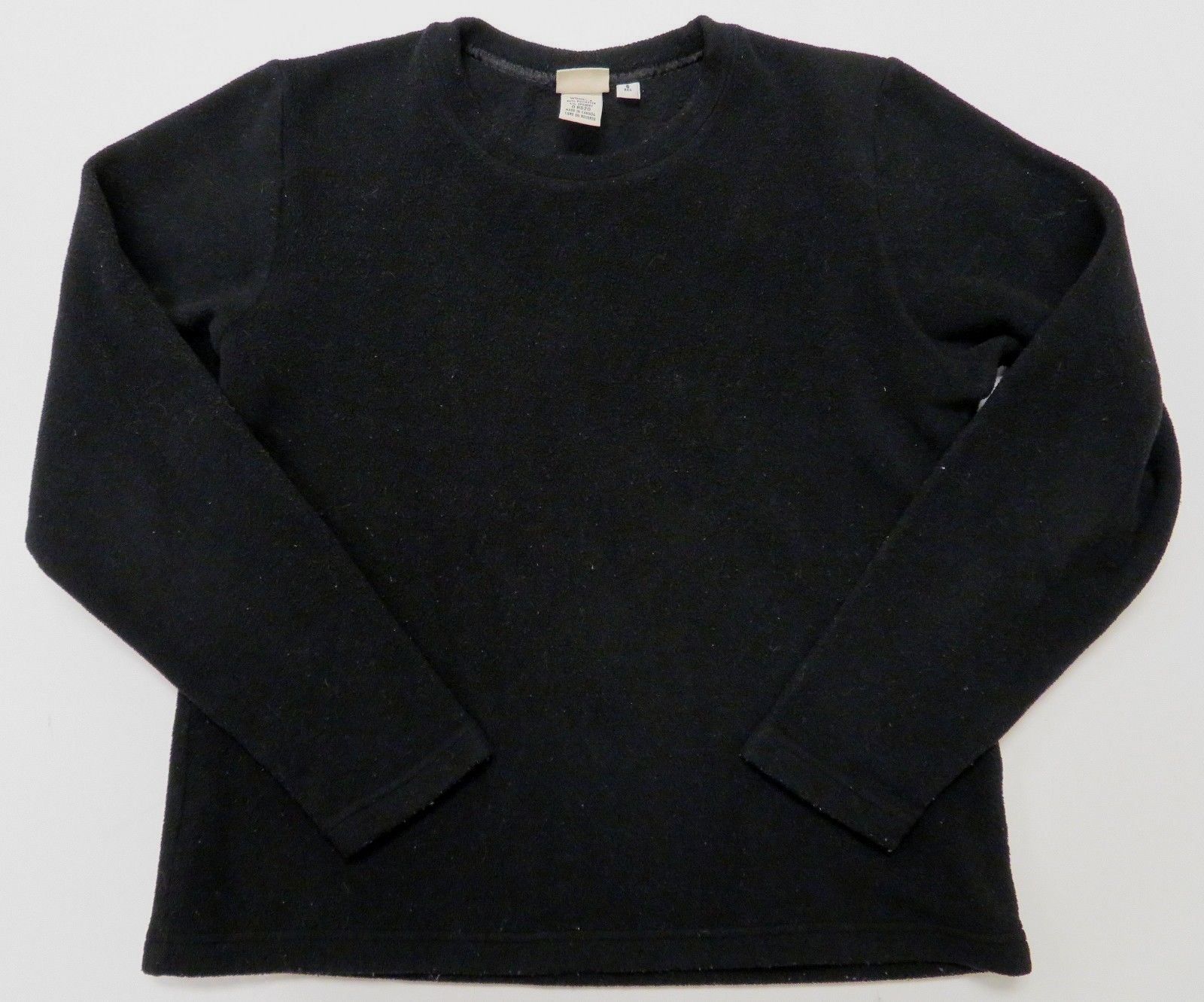 LL Bean Womens Black Fleece Pullover Sweatshirt Small Crewneck Stretch ...