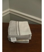 NEW Bee &amp; Willow set of 4 washcloths  Carlyle Stripe  GRAY  &amp;  White - $24.74