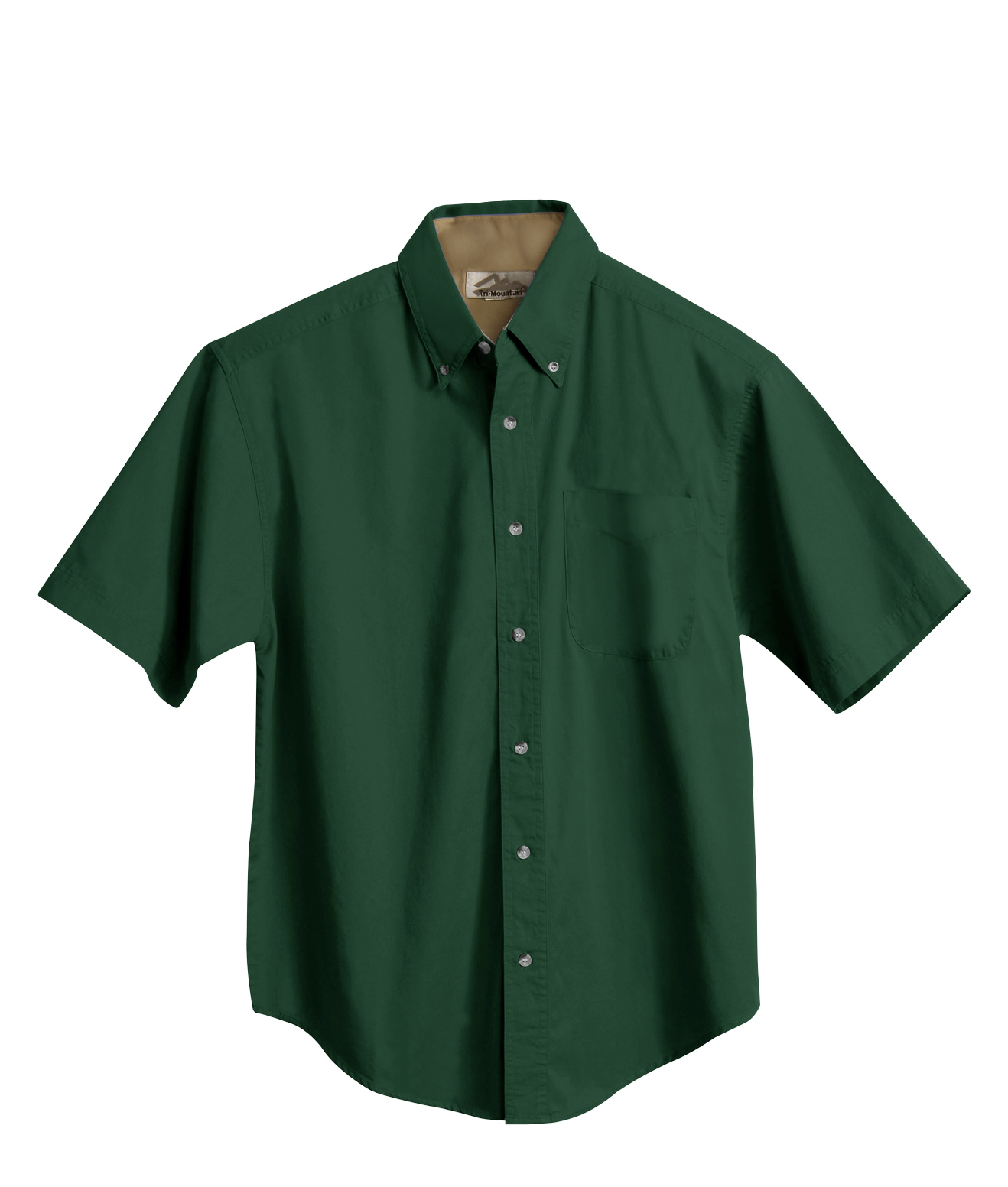 Image of Tri-Mountain Valor 788 Short Sleeve Peached Twill Shirt - Forest Green / Camel