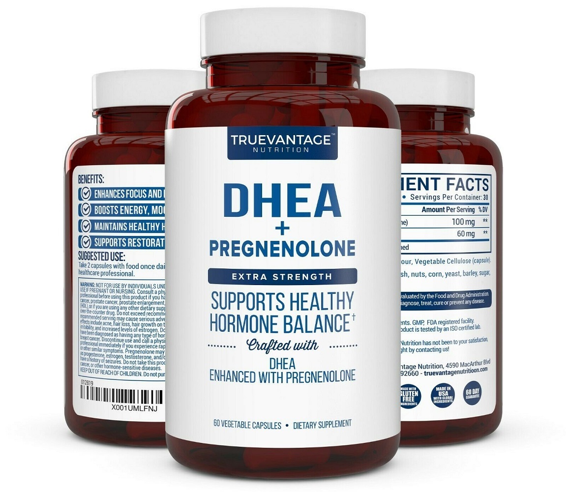Extra Strength DHEA 100mg Supplement with Pregnenolone 60mg