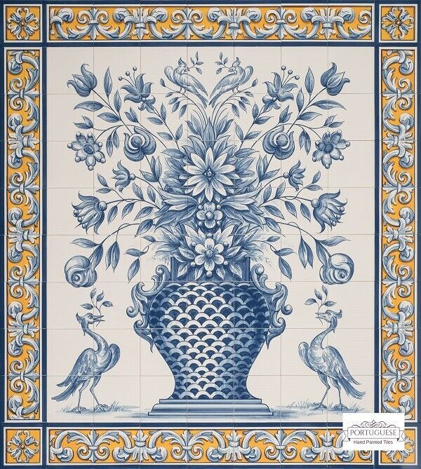 Large Hand painted Ceramic Tile Art Mosaic Wall Panel Mural Backsplash