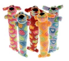 Loofa Swirl Dog Toy 12&quot; Long Colorful Pattern Soft Plush Squeaker - Choo... - $12.89