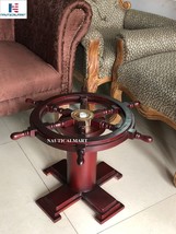 NauticalMart 24" Glass Ship Wheel Decorative Table Office Furniture 