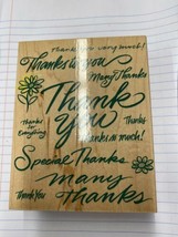 Large Thank You Wood Mounted Stamp 4" X 5" New Vintage Stamp - $12.82