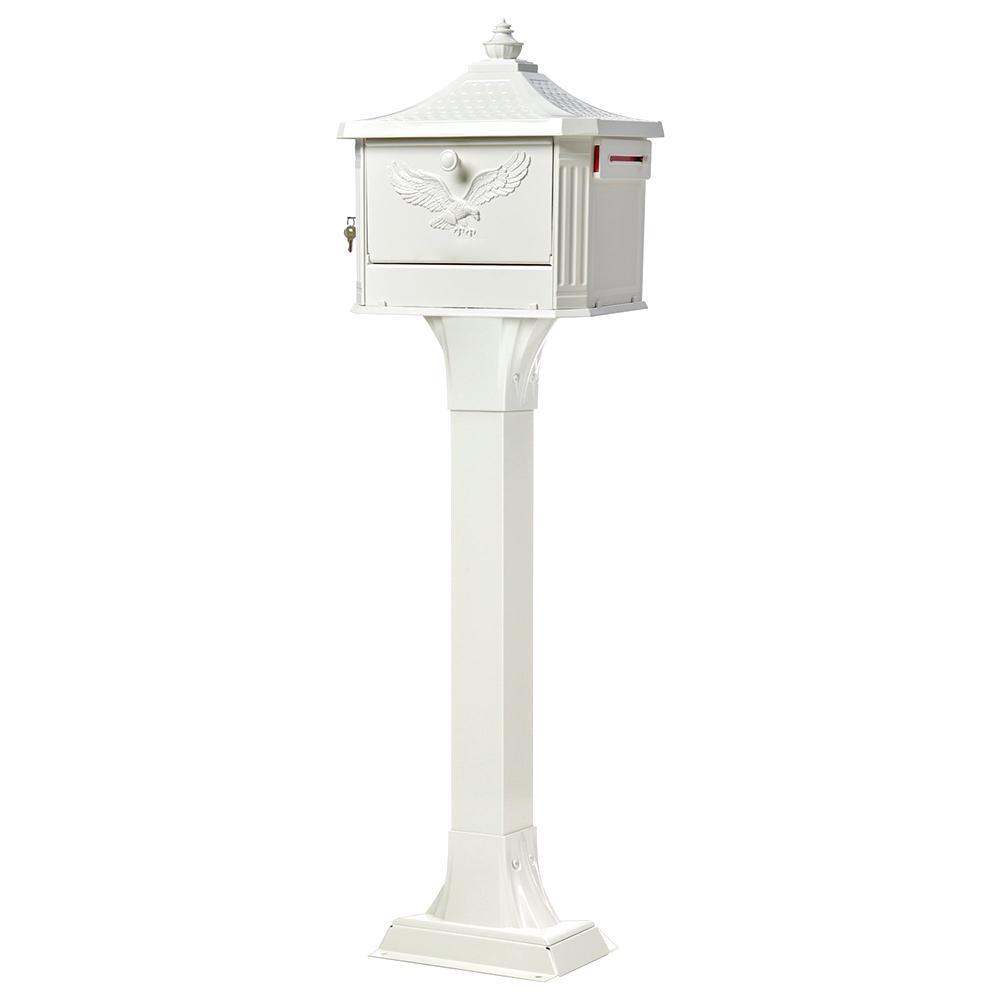 Gibraltar Mailboxes Callaway Aluminum Adjustable Mailbox Post in White