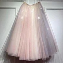 Women Blush Pink/Gray Midi Tulle Skirt Outfit A-line Layered Tulle Tutu Skirts