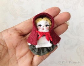 Little Red Riding Hood Doll, Handmade Cloth Doll, Tiny Red Riding Hood R... - $30.00