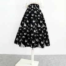 Women Black Woolen Pleated Party Skirt Warm Winter Midi Party Skirt Plus Size image 5