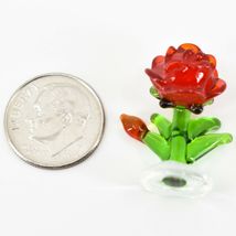 Handmade Red Rose Flower Tiny Miniature Micro Mini Lampworking Glass Figurine image 5