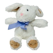 Animal Adventure Plush White Bunny Lovey Pink Nose Purple Bow 10" Soft Toy 2014 - $13.85