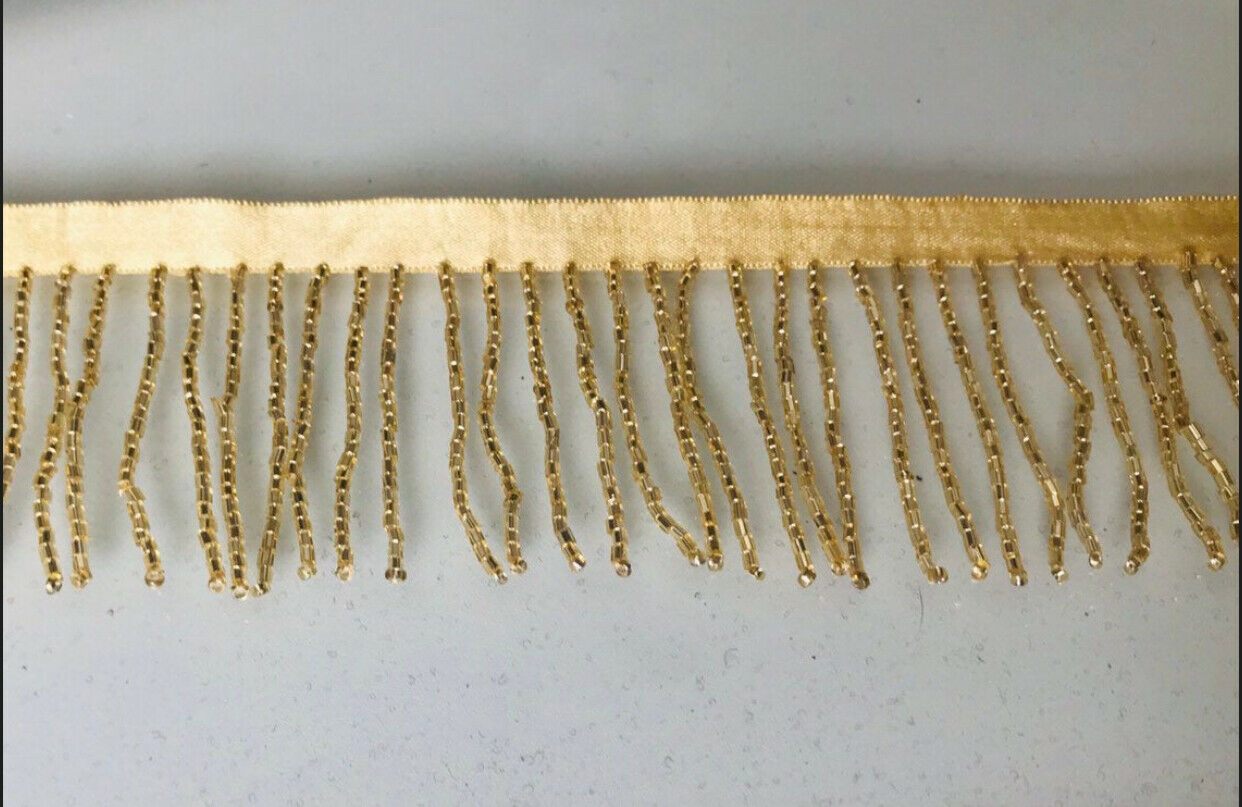 5 Yard Bolt 6.5/" Black Glass Seed Bead Beaded Fringe Lamp Lampshade Costume Trim