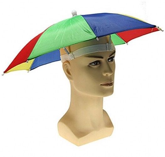 12 Pack Rainbow Umbrella Hat Cap Multicolor Hands Free With Head Strap