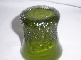 1 Overshot Glass Green Tumbler Beautiful Stunning  RARE - $35.02