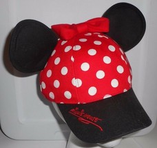 Disney Parks Minnie Mouse Red Polka Dot Youth Adjustable Baseball Hat Cap Ears - $33.66