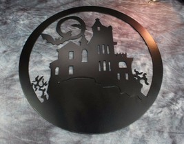 Haunted House - Halloween Décor - Metal Wall Art - Satin Black 30" - $99.73