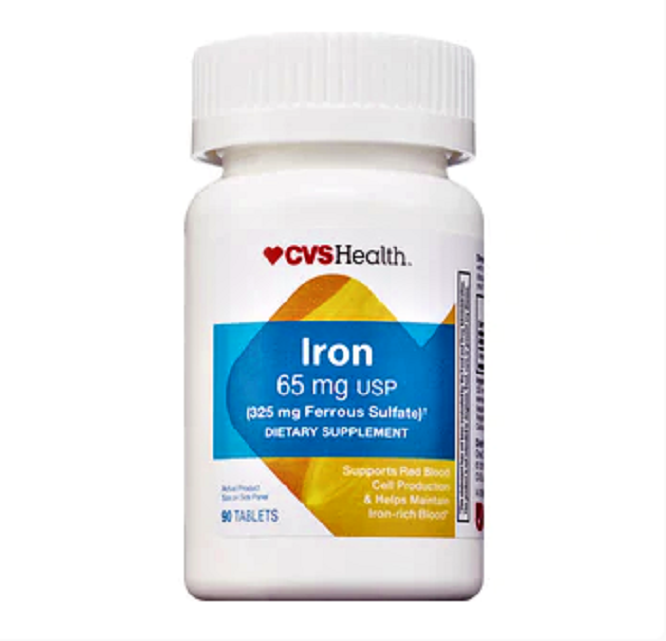 CVS Health Iron Vitamin 65mg Dietary Supplement 90 Tablets Dietary
