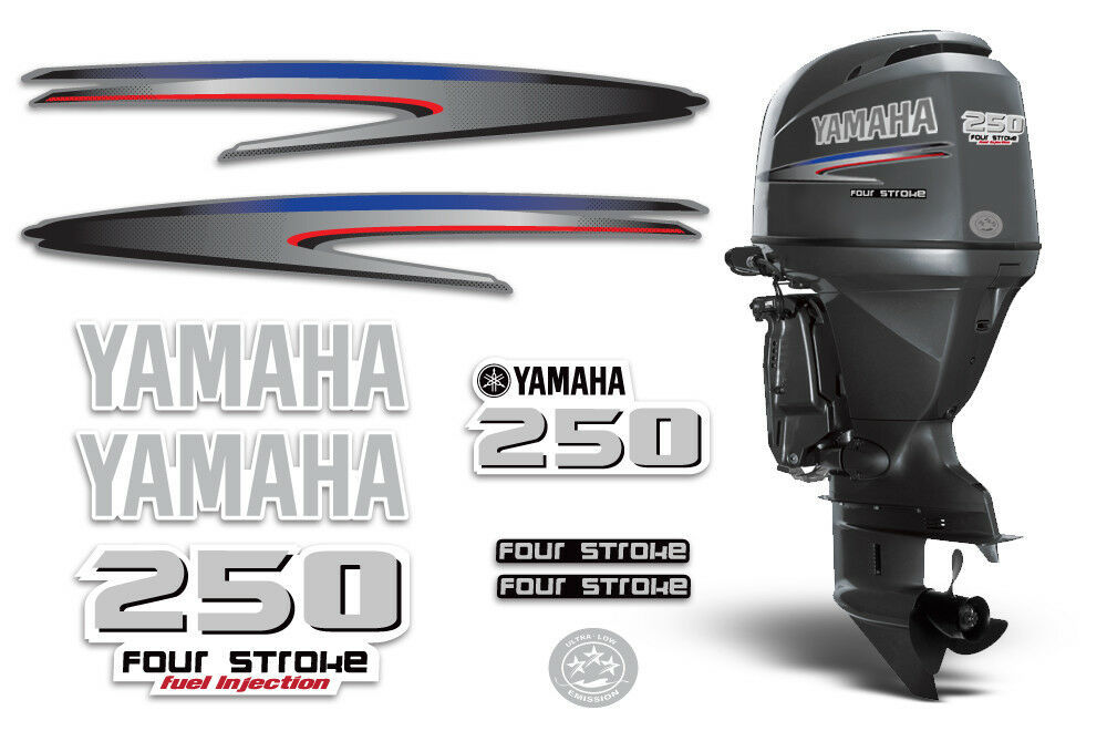 Yamaha 250 4 Stroke HP Decal Kit Outboard Engine Graphic 250hp Sticker