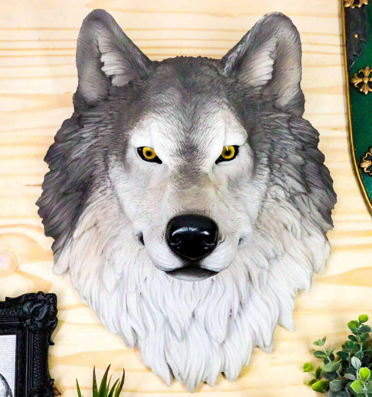 Ebros Large Fenrir Alpha Gray Wolf Head Wall Decor Plaque 14Tall Art Decor