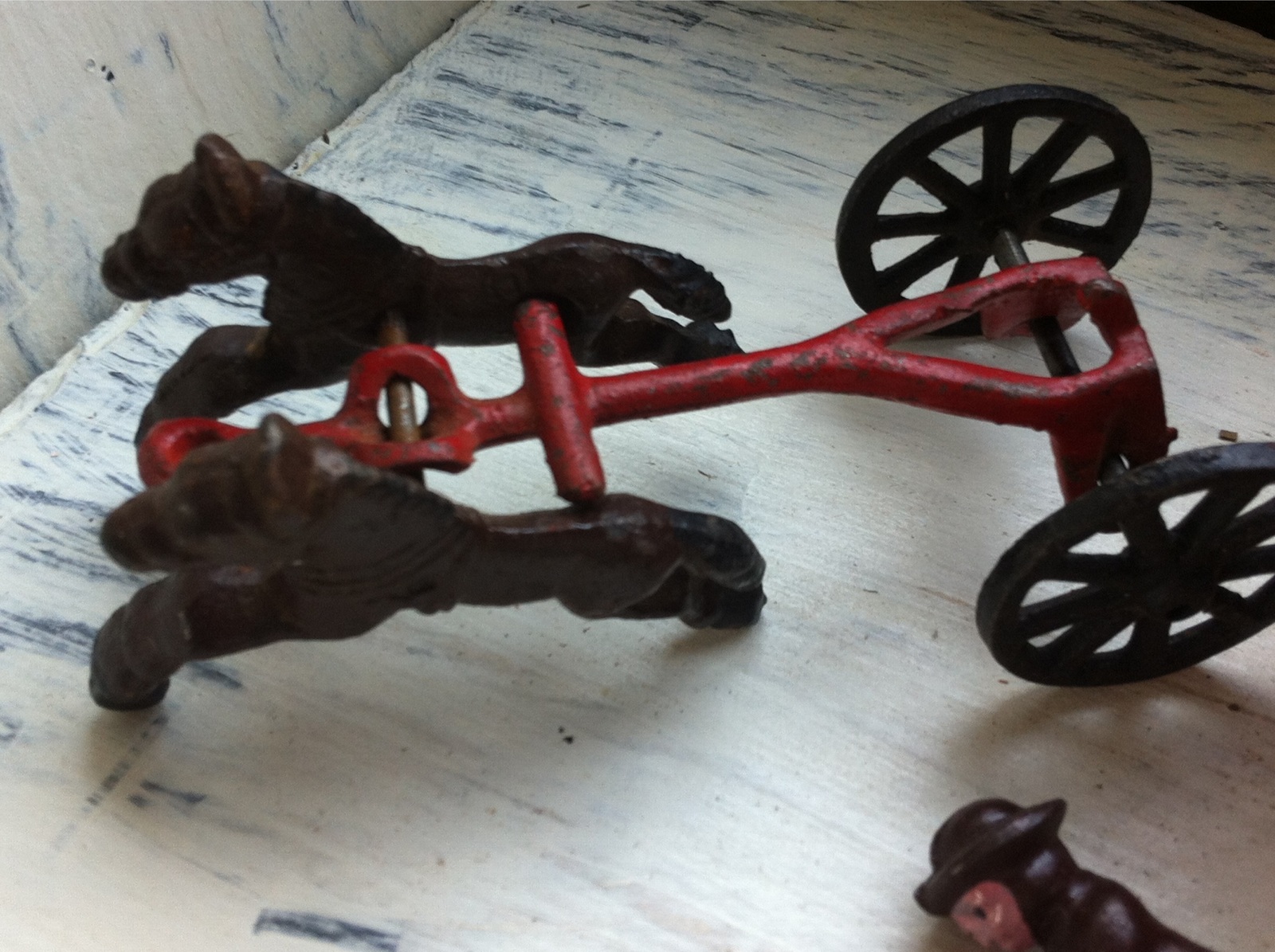 Repo/Maybe ? Vintage Toy Cast Iron Circus Cage/ Cart with Driver & 2