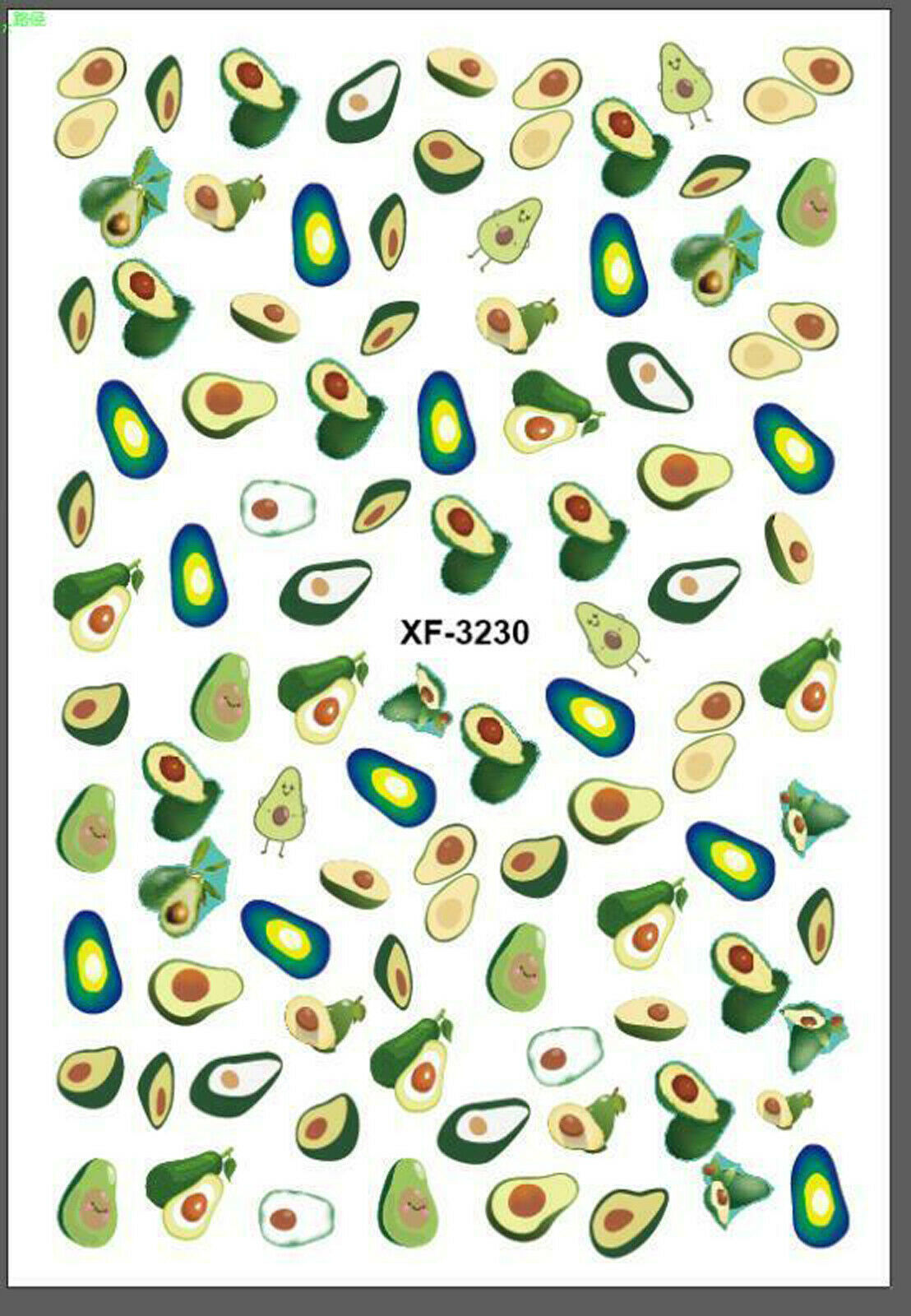 Nail Art 3D Decal Stickers cute funny avocado XF3230