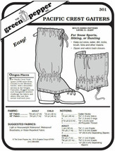 Pacific Crest Gaiters Leg Protection #301 Sewing Pattern (Pattern Only) gp301 - $6.00