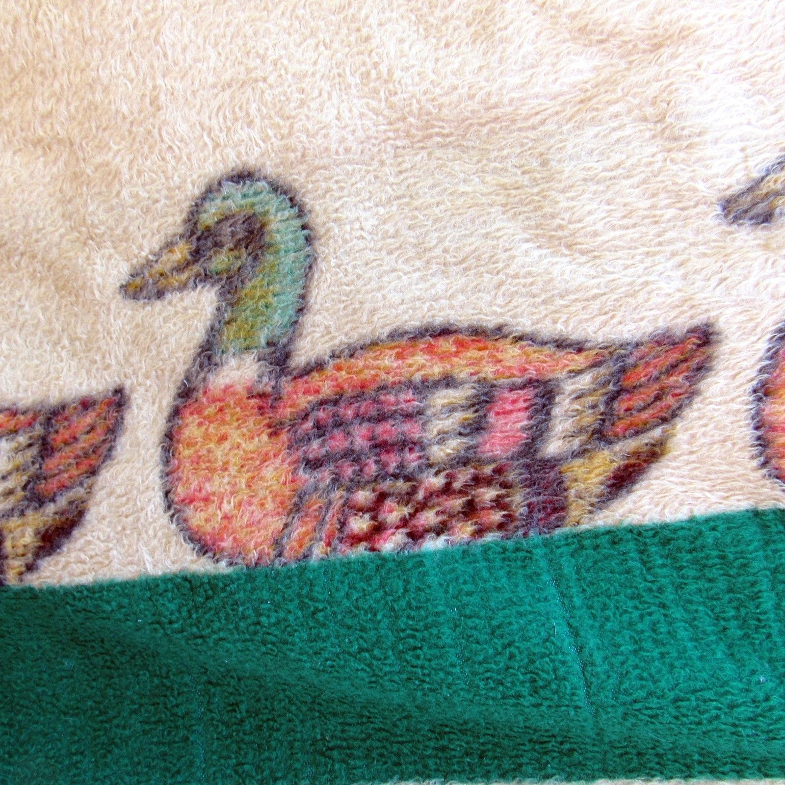 Vtg Biederlack Blanket Ducks Duck Reversible Made in the USA 60 x 80