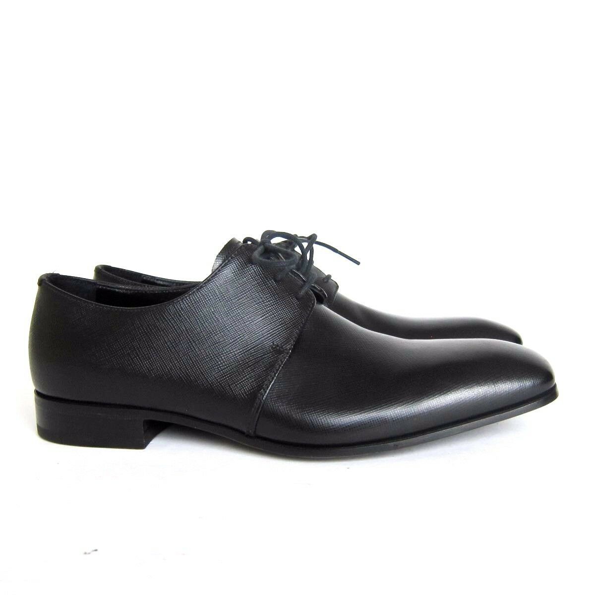 S-1673220 New Prada Calzature Saffiano Black Lace-up Shoes Size UK 6 US ...