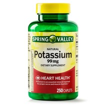 Spring Valley Potassium Dietary Supplement Caplets, 99mg, 250-Count..+ - $19.99