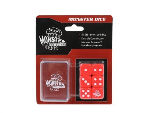 Dice - Monster Protectors Set of 6 D6 Logo Die with Pocket Carrying Case (Red)