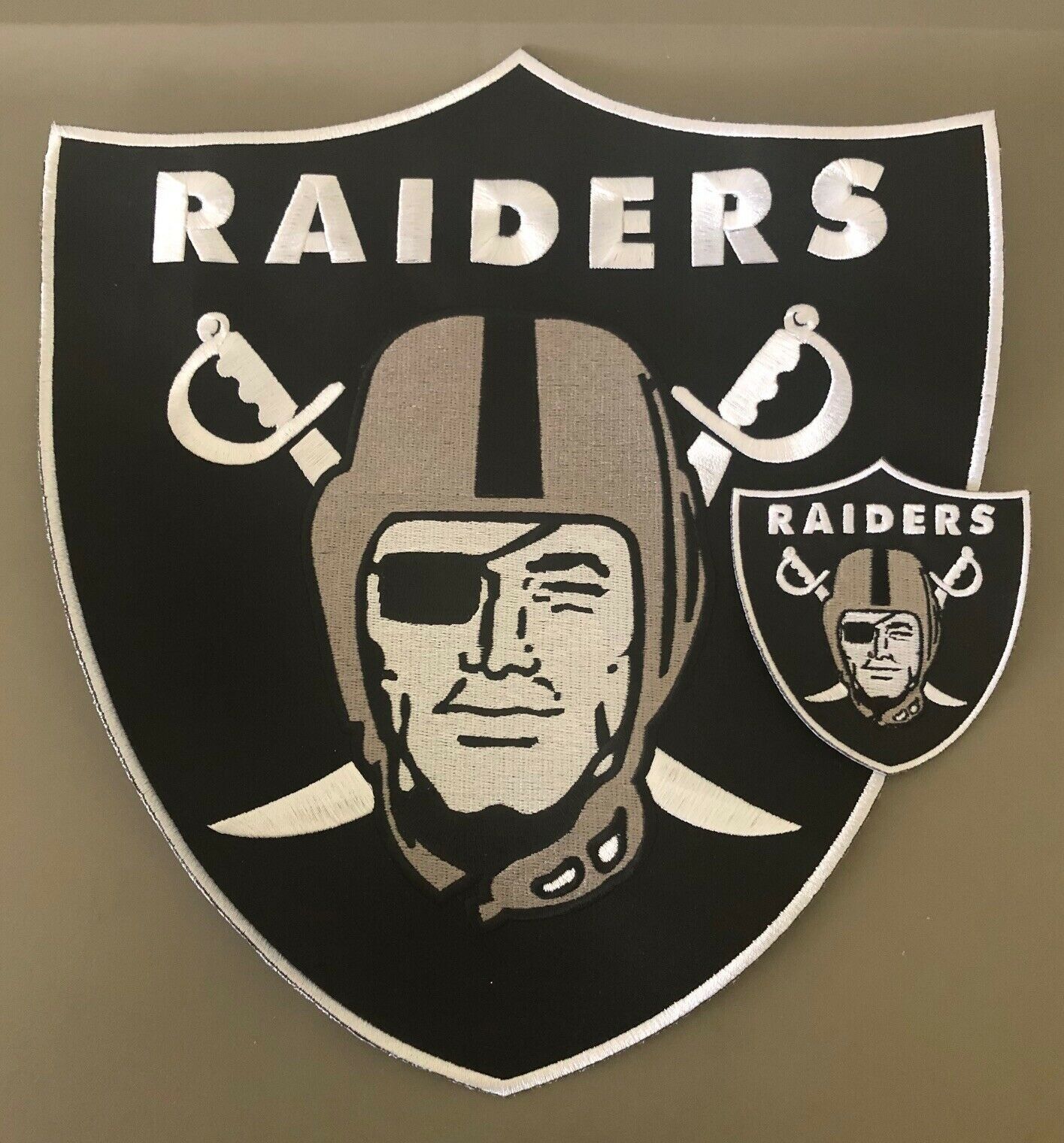 OAKLAND RAIDER SEW ON PATCH COMBO NFL FOOTBALL JERSEY HELMET JACKET LAS ...