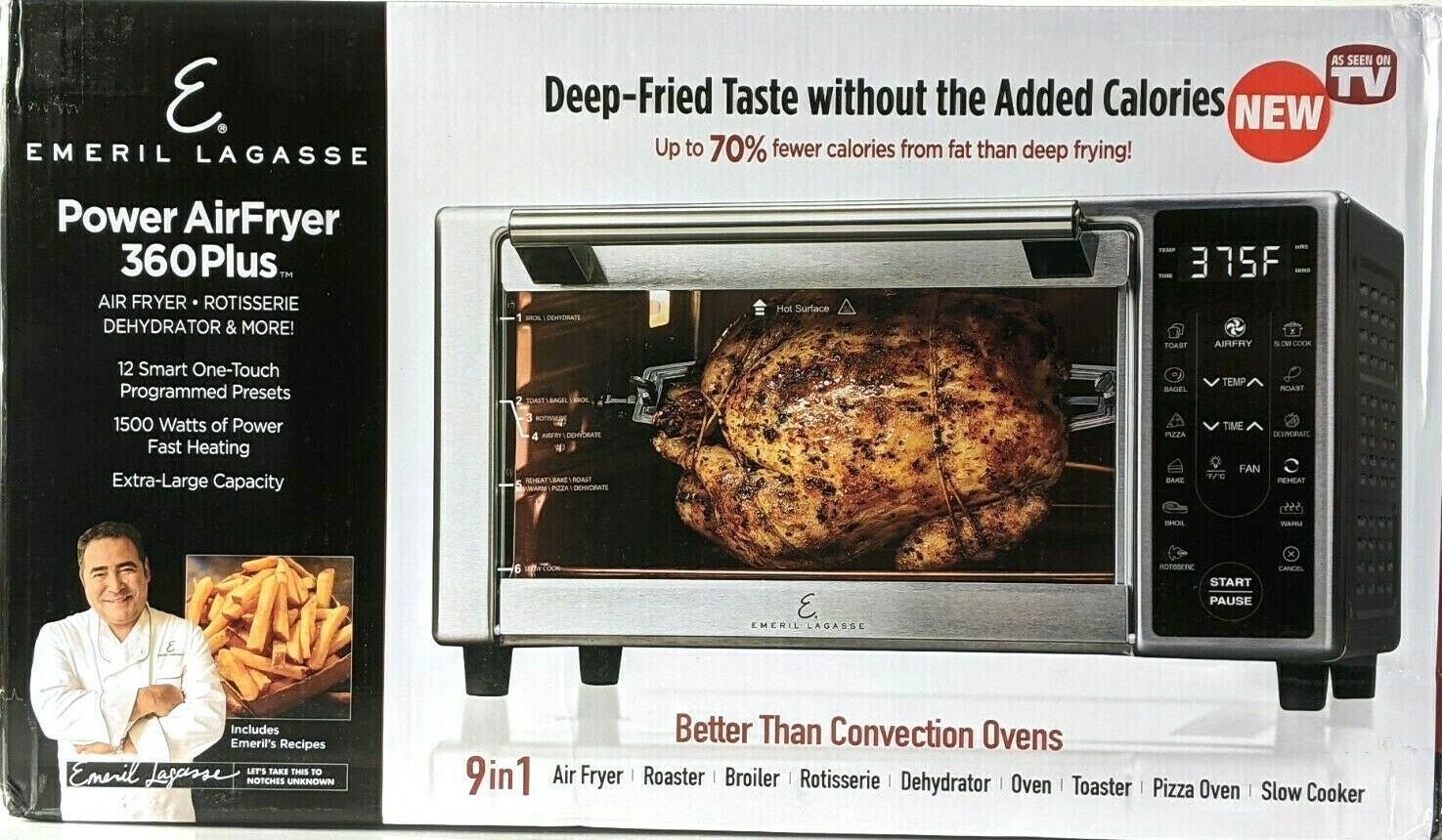 Emeril Lagasse 360 Plus 1500w Power Airfryer Rotisserie And Toaster 