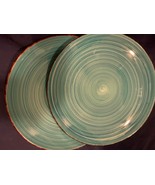 Dinner Plates Royal Norfolk TEAL Color w Brown Edge (2) 10-3/4&quot; - $31.00