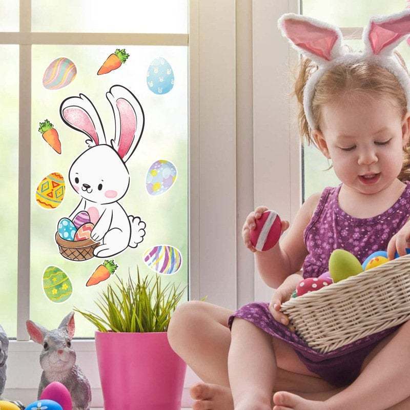 Easter stickers | bunny rabbit sticker sheet for kids bedroom | window and refri
