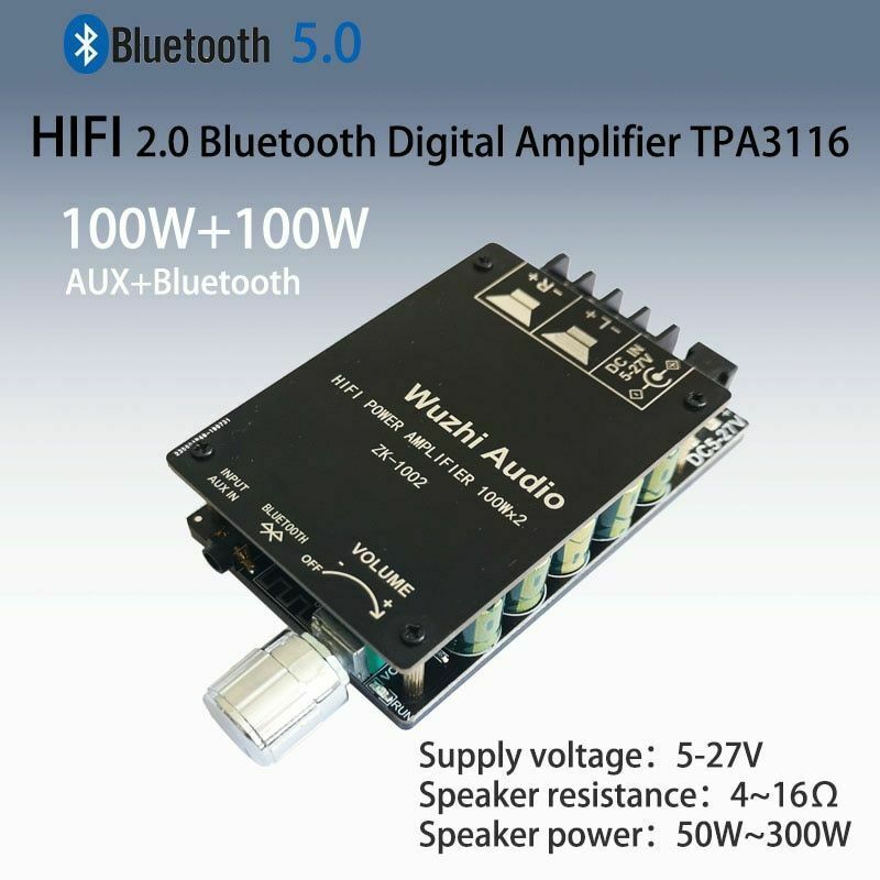 HIFI 100WX2 Bluetooth 5.0 AUX High Power Digital Amplifier Stereo Board AMP Home