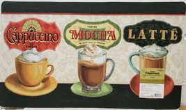 CUSHIONED FOAM NON SLIP KITCHEN FLOOR MAT (18&quot; x 30&quot;) 3 COFFEE CUPS &amp; TY... - $24.74