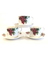 Royal Doulton Everyday VINTAGE GRAPE Flat Coffee Cups &amp; Saucers Set of 3... - $26.99